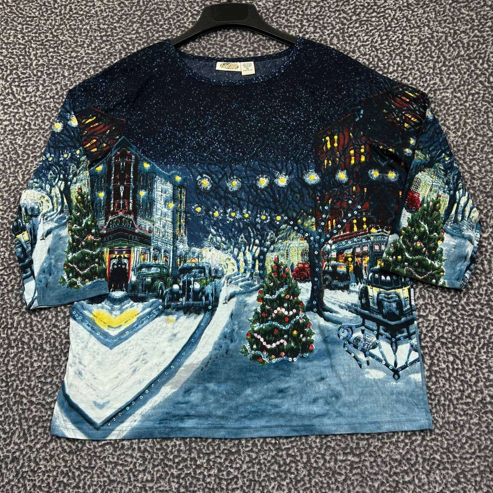 Vintage Collections Etc. Top Women XL Winter Holiday Long Sleeve Cotton